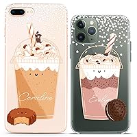 Matching Couple Cases Compatible for iPhone 15 14 13 12 11 Pro Max Mini Xs 6s 8 Plus 7 Xr 10 SE 5 Custom Personalized Clear BFF Milkshake Soulmate Gift Anniversary Silicone Pair Cover Cute