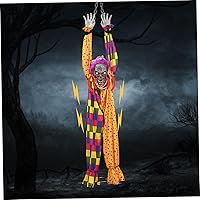 Halloween Animatronics 5.2 Ft Hanging Clown Halloween Decorations Outdoor Halloween Props Shaking Animated Decor with Chain Light up Red Eyes Halloween Yard Props for Haunted House NO Batteries