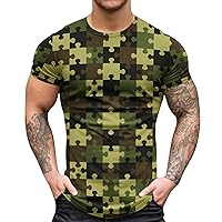 Men's Summer T Shirt 2024 Novelty 3D Printed Short Sleeve Crewneck Tops Slim Fit Muscle Gym Fitness Comfy Tee Shirt