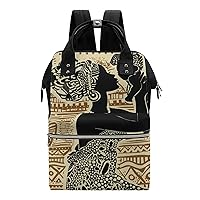 African Black Woman Wildlife Casual Travel Laptop Backpack Fashion Waterproof Bag Hiking Backpacks Black-Style