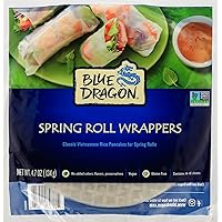 Blue Dragon Spring Roll Wrappers, 14 - 16 Sheets Per Pack, 4.7 Ounce (Pack of 12), Four Simple Ingredients, Gluten Free, Vegan Friendly, No Preservatives