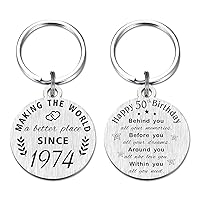 50th Birthday Gifts for Women Men, 50 Year Old Birthday Keychain, Born in 1974 Gifts, 1974 Birthday Decorations