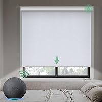 Yoolax Smart Blinds, Motorized Blackout Shades with Remote Automatic Blinds for Windows, Roller Shades Compatible with Alexa Electric Window Shades with Valance (Fabric-White)