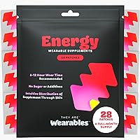 Wearables Energy Patches (28 Count, 1 Month Supply) Green Tea, Yerba Mate, Black Maca, Ginseng - Plant Based, Gluten-Free, Vegan Wellness - Focus and Awake Patch