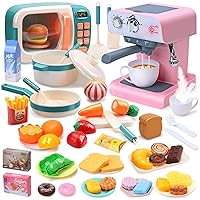 CUTE STONE Toys Kitchen Appliances Play Set, Kids Pretend Play Electronic Oven with Coffee Maker Toy, Kids Cookware Pot and Pan Toy Set, Cooking Utensils,Great Learning Gifts for Girls Boys