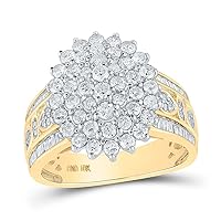 The Diamond Deal 10kt Yellow Gold Womens Round Diamond Oval Cluster Ring 1-1/2 Cttw