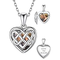 FaithHeart Heart Locket Necklace for Women That Hold Pictures, Sterling Silver/Stainless Steel Customized Memorial Lockets Jewelry Gift with Delicate Box