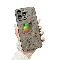 Compatible with iPhone 13 Pro Case, Cute Cat Pattern Laser Case for Women Men, Full Camera Lens Protection Hard PC Back Shockproof Cover Case for iPhone 13 Pro - Gray
