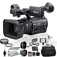 Sony PXW-Z150 4K XDCAM Camcorder (PXW-Z150) with Extra Battery, UV Filter, Close Up Diopters, Wide Angle Lens,Tripod, Padded Case, LED Light, 64GB Memory Card and More Advanced Bundle (Renewed)