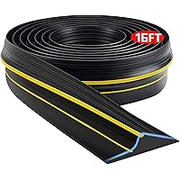 Universal Garage Door Bottom Seal Strip,Weatherproof Rubber DIY Weather Stripping Replacement, 16FT Length, Black