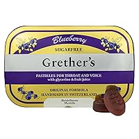 GRETHER'S Sugarfree Blueberry Pastilles Remedy for Dry Mouth Relief - Soothing Throat & Healthy Voice - Gift for Singers - 1-Pack - 3.75 oz.
