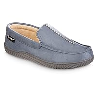 isotoner Men's Liam Microsuede Moccasin Slipper with Memory Foam, Microterry Lining, Versatile Sole