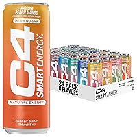C4 Smart Energy Drinks Variety Pack Bundle (24 Pack) | 4 Flavor Tropical Oasis Variety 12 Pack + 4 Flavor Berry Breeze Variety 12 Pack
