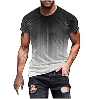 2024 Gradient T-Shirt for Men Crewneck Short Sleeve Cotton Slim Fit Tee Tops Casual Fitted Gym Workout Muscle Shirts