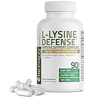 Bronson L-Lysine Defense Immune Support Complex 1500 MG L-Lysine Plus Olive Leaf, Garlic, Vitamin C and Zinc - Non-GMO, 90 Vegetarian Capsules