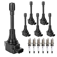 Ignition Coil Packs & Spark Plugs Compatible with V6 3.5L 3.5 2009-2020 Nissan Maxima Murano Altima Pathfinder Quest, Infiniti Q50 Q70 QX60 EX35 FX35 G25 G35 M35h, UF550, Pack of 6