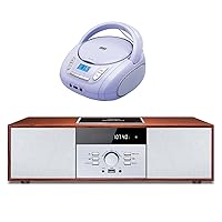 Vintage Style Home CD Player and Portable CD Player with Bluetooth, Radio, USB Port for MP3 Playback, Aux-in & Earphone Port
