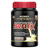 ALLMAX ISOFLEX Whey Protein Isolate, Vanilla - 2 lb - 27 Grams of Protein Per Scoop - Zero Fat & Sugar - 99% Lactose Free - Gluten Free & Soy Free - Approx. 30 Servings