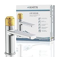 Schütte 35110 LAS VEGAS Wash Basin Mixer Tap in Elegant Shiny Chrome Design Bathroom Tap with Pop-Up Eccentric Mixer Tap