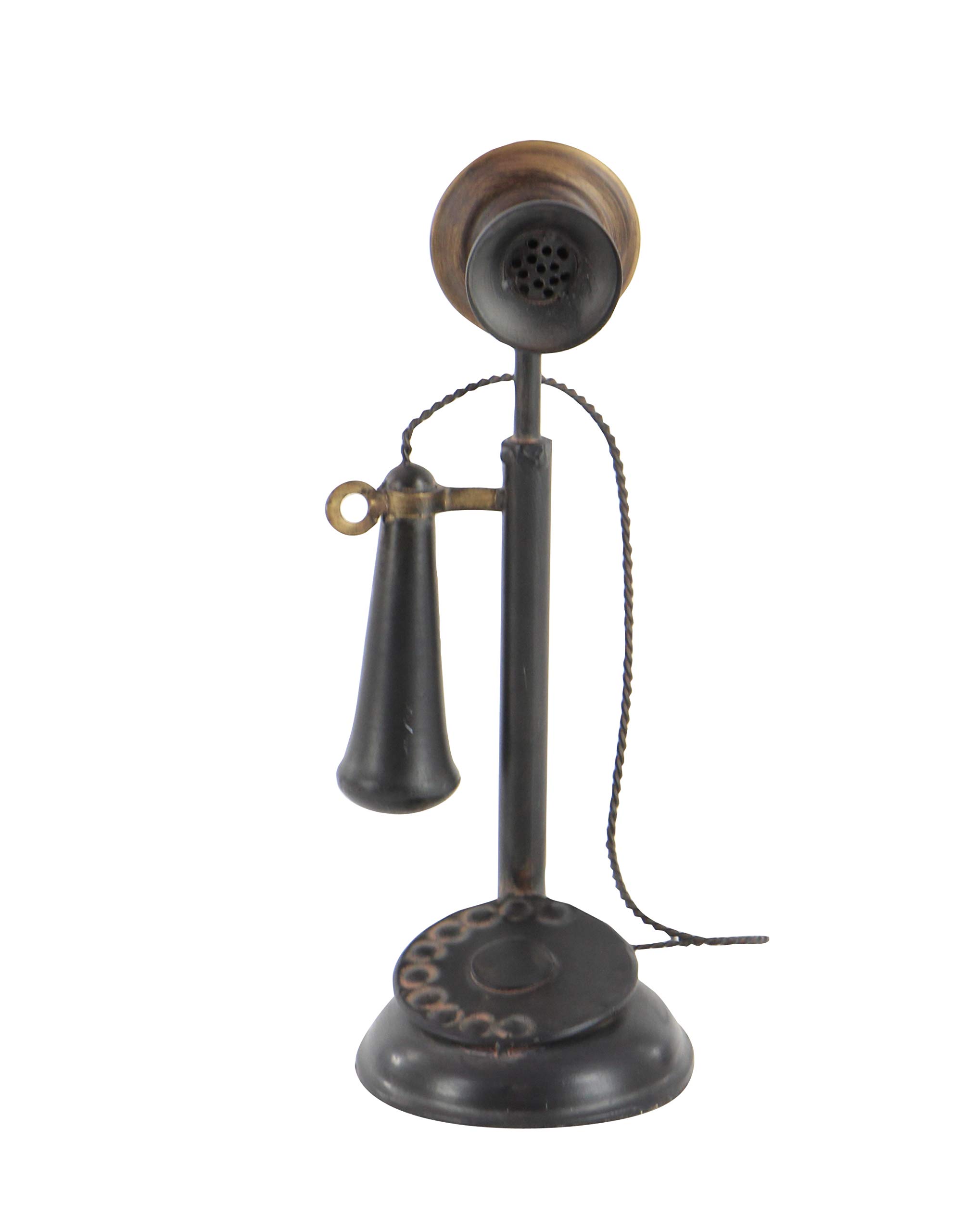 Deco 79 Metal Telephone Decorative Vintage Style Sculpture with Tiered Base and Coil Wire Detailing, 5