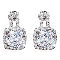 Earrings for Women Classical Earrings Girls Crystal Diamond Silver Dainty Big Cubic Zirconia Ear Piercing Friend