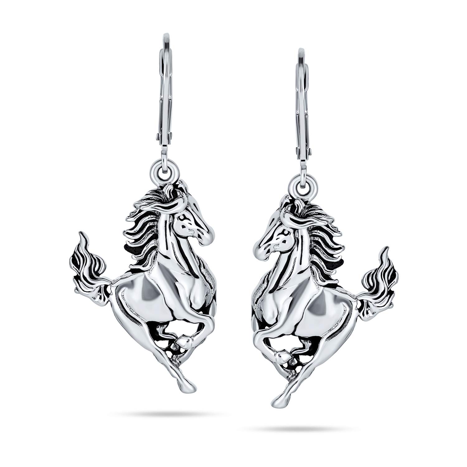 Equestrian Equine Gift Cowgirl Dangle Galloping Horse Earrings Western Jewelry For Women Teen .925 Sterling Silver Lever back