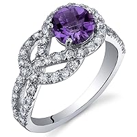 PEORA Amethyst Ring in Sterling Silver, Infinity Knot Design, Round Shape, 6mm, 1.00 Carat, Comfort Fit, Sizes 5 to 9