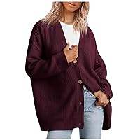 2023 Fall New Cocoon Cardigan, V Neck Knit Cardigan, Long Sleeve Open Front Casual Chunky Knit Cardigan Sweater