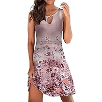 Womens Sleeveless Floral Mini Casual Tank Dress Boho Beach Sundress 2024 Fashion Short A Line Dress Summer Vacation