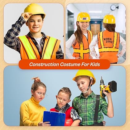 Tigerdoe Construction Worker Costume Kids - Construction Hat and Costume Vest - Construction Dress Up Accessories for Children (Construction Hat and Vest Costume)