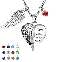 Forever in my heart with 12 Birthstones Cremation Jewelry Keepsake Memorial Urn Necklace