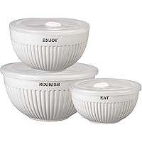 Primitives by Kathy Eat, Enjoy, Nourish Bowl Set ,White