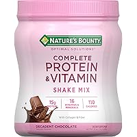 Complete Protein & Vitamin Shake Mix with Collagen & Fiber, Contains Vitamin C for Immune Health, Decadent Chocolate Flavored, 1 lb