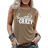 MAIHUN Beautiful Crazy Tank Tops Women Country Music Shirt Summer Sleeveless Tee