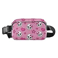 Hearts Skulls Fanny Pack for Men Everywhere Belt Bag Mens Fanny Pack Crossbody Bags for Women Fashion Waist Packs with Adjustable Strap Sling Bag for Outdoors Travel Shopping Hiking