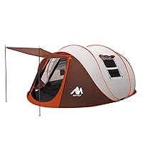 6 Person Easy Pop Up Tents for Camping - AYAMAYA Double Layer Waterproof Instant Tent with Vestibule & Porch, Large Size Family Tent Automatic Setup for 4-6 People Camping Hiking (Poles Included)