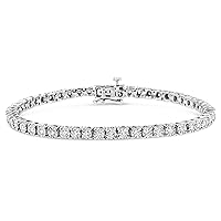 .925 Sterling Silver Lab Grown Diamond Illusion-Set Miracle Plate Tennis Bracelet (G-H Color, VS1-VS2 Clarity) - Size 7.25