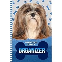 Undated Daily Organizer: Hardcover / 6x9 Blank / Two Days Per Page / 1 Year Of Organization / With To Do List - Notes Section - Checklist / Lhasa Apso Dog - Blue Paw Print Bone Pattern Theme Cover Undated Daily Organizer: Hardcover / 6x9 Blank / Two Days Per Page / 1 Year Of Organization / With To Do List - Notes Section - Checklist / Lhasa Apso Dog - Blue Paw Print Bone Pattern Theme Cover Hardcover Paperback