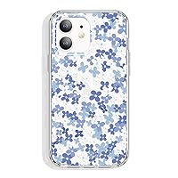 for iPhone 12 Mini Case 5.4 Inch Clear with Design, Protective Slim TPU Cover + Shockproof Bumper for Women and Girls (Tiny Flowers/Blue)