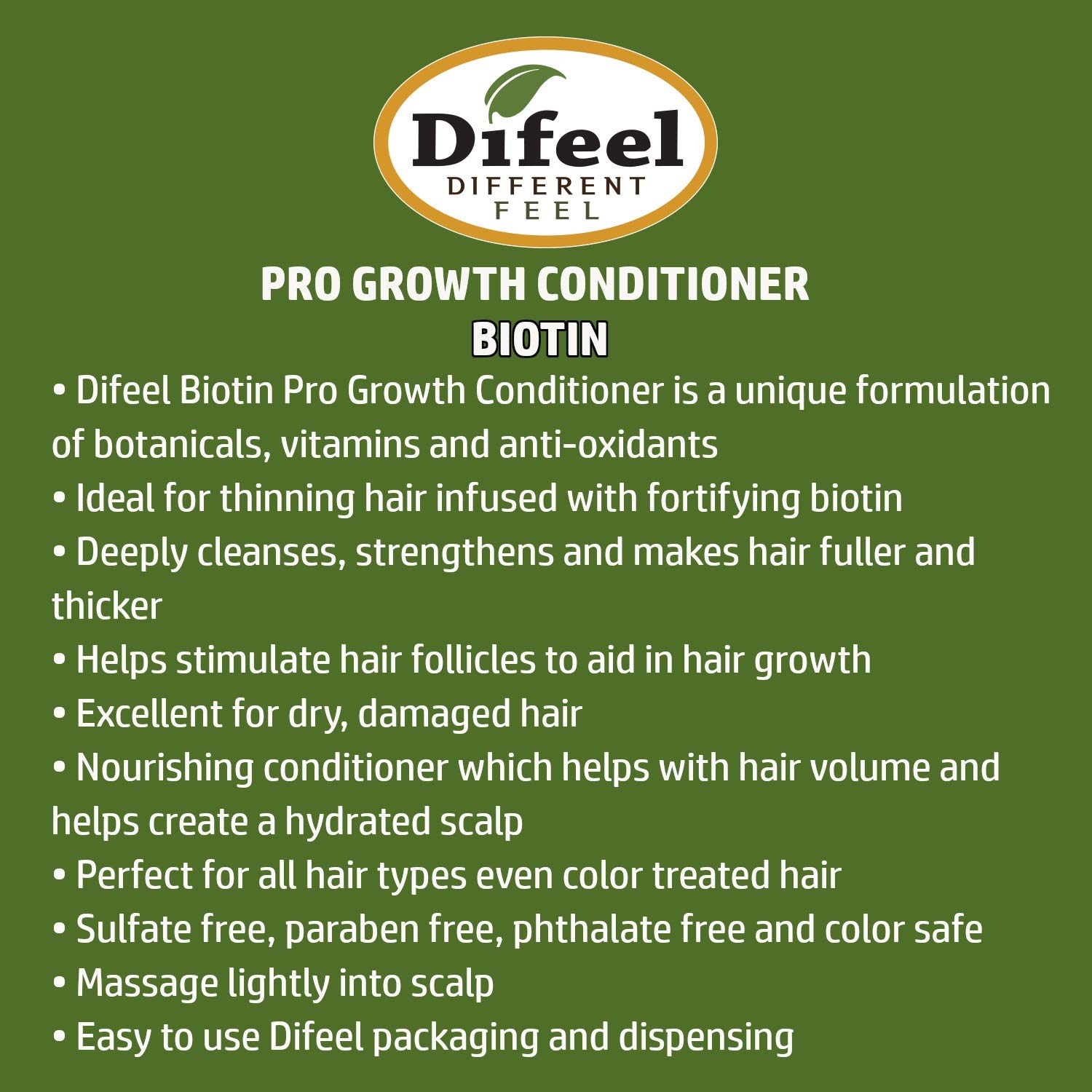 Difeel Pro-Growth Biotin Conditioner for Hair Growth 33.8 oz. - Conditioner for Thin Hair