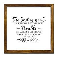 The Lord is Good Framed Wood Wall Signs Bohemia Scripture Wood Signs with Sayings Family Wall Decor Farmhouse Decor Wall Art Wall Hanger Sign for Home Bedroom Living Room Wedding Gifts