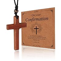 MILAKOO Natural Wood Cross Pendant Necklace for Men Women Car Mirror Charms Pendant Religious Gift