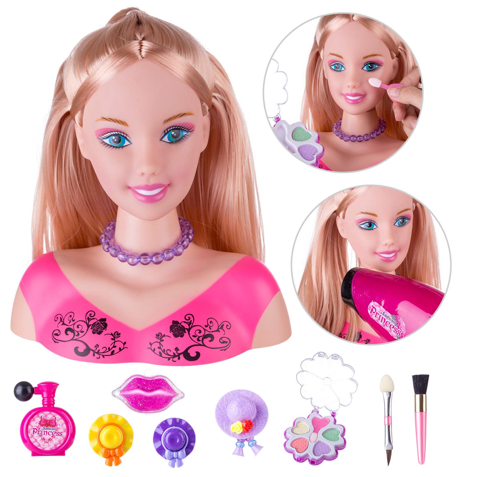 Mua KonHaovF Doll Head for Hair Styling and Make Up for Little Girls, Small Styling  Head Doll with Hair Accessories for Girls Makeup Practice, Doll Makeup Head  Toys for Girls with Hair