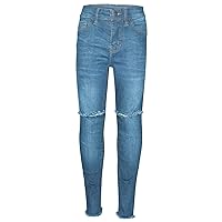 A2Z Kids Girls Stretchy Jeans Denim Ripped Faded Skinny Fashion Frayed Pant Jeggings