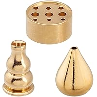 OIIKI Brass Incense Holder, Coil Incense Burner, Incense Stick Holder, Alloy Cone Ash Catcher for Indoor Outdoor Use (3 Styles)