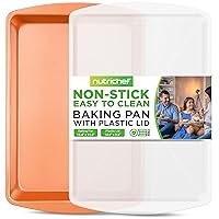 NutriChefKitchen Non Stick Baking Pan, Copper Carbon Steel Bake Pan with Lid, Commercial Grade Restaurant Quality Metal Bakeware, Compatible with Model NC5PCS