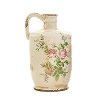 Nearly Natural 10in. Tuscan Ceramic Floral Print Pitcher