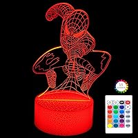 Night Light, 3D Night Light Illusion Lamp Night Lights for Kids Room 16 Colors and Flashing Modes Remote Control Dimmable Nightlights for Children Boys Girls (Superhero)