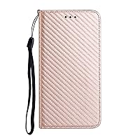 Case for Samsung Galaxy S22/S22 Plus/S22 Ultra,Leather Flip Wallet Card Slot Shockproof Phone Holder Magnetic Carbon Fiber Texture Folio Cover,Pink,s22 6.1''