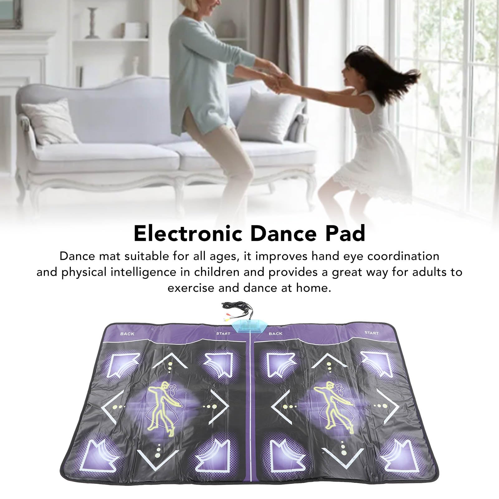 Luqeeg Wireless Electronic Dance Mats, Double User Exercise Fitness Playmat, Non Slip Dancing Pad with Remote Control for Improve Coordination, Family Entertainment, Musical Gift Toy